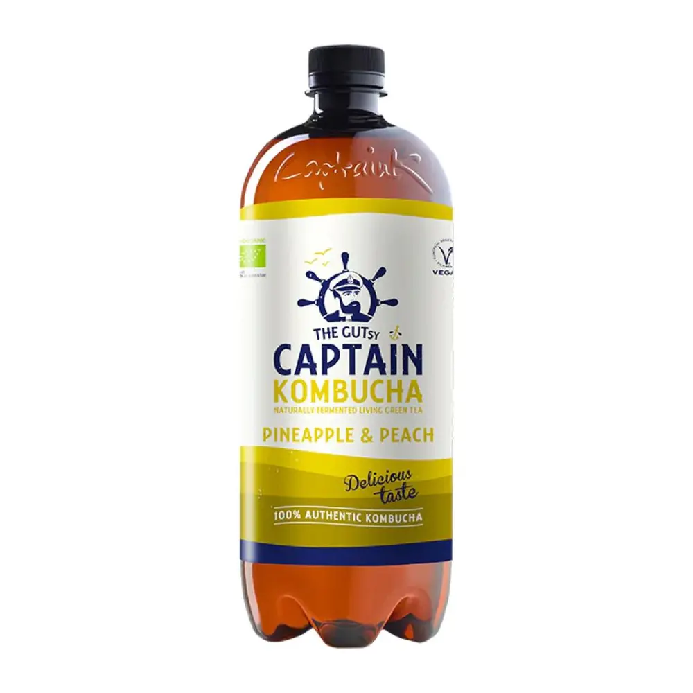 Trà Lên Men Hữu Cơ Dứa & Đào, Pineapple & Peach Kombucha (1L) - THE GUTSY CAPTAIN