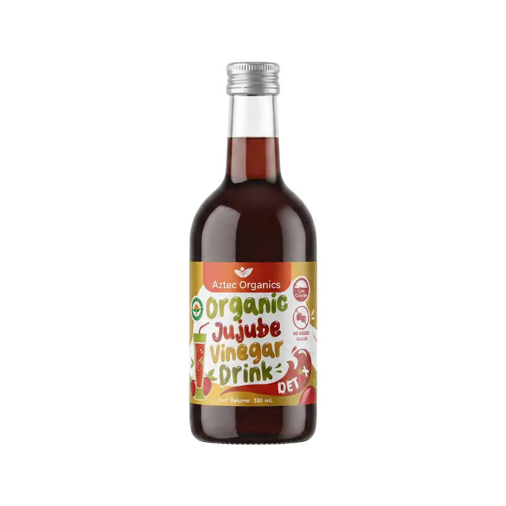 Nước Uống Giấm Táo Đỏ Hữu Cơ, Organic Jujube Vinegar Drink, No Added Sugar (330ml) - AZTEC ORGANICS