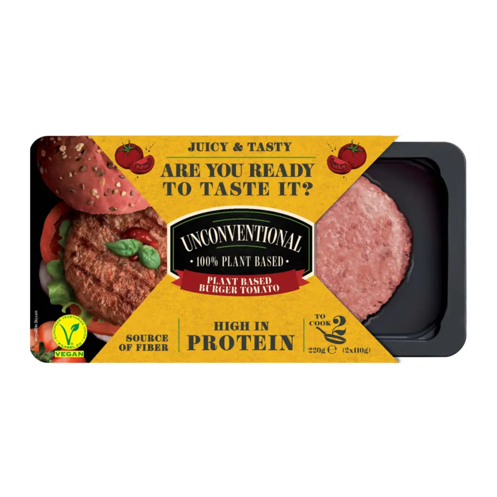 Thịt Burger Chay Vị Cà Chua, Plant Based Burger Tomato, 2 Miếng (220g) - UNCONVENTIONAL TASTE