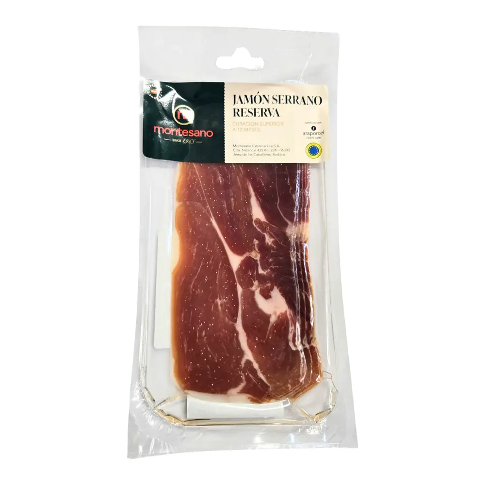 Thịt Đùi Sau Serrano Muối Cắt Lát, Jamón Serrano Reserva, Dry Cured Ham Sliced (100g) - MONTESANO