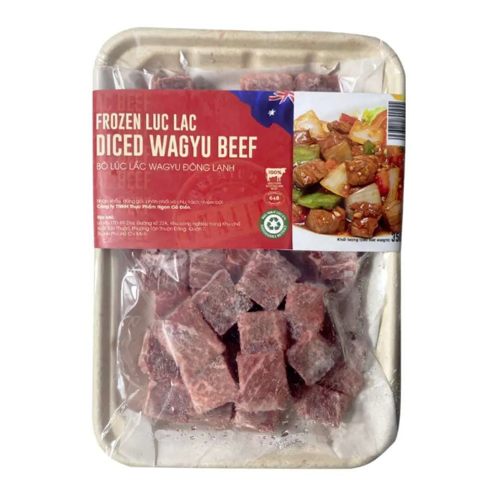 Bò Lúc Lắc Wagyu Đông Lạnh, Frozen Luc Lac Diced Wagyu Beef (350g) - HARVEY BEEF