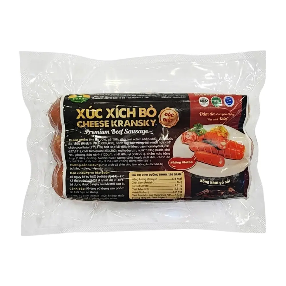 Xúc Xích Bò Kransky Phô Mai Đặc Biệt, Special Beef & Cheese Kransky Sausages, 3 Cây (200g) - PACOW INTERNATIONAL