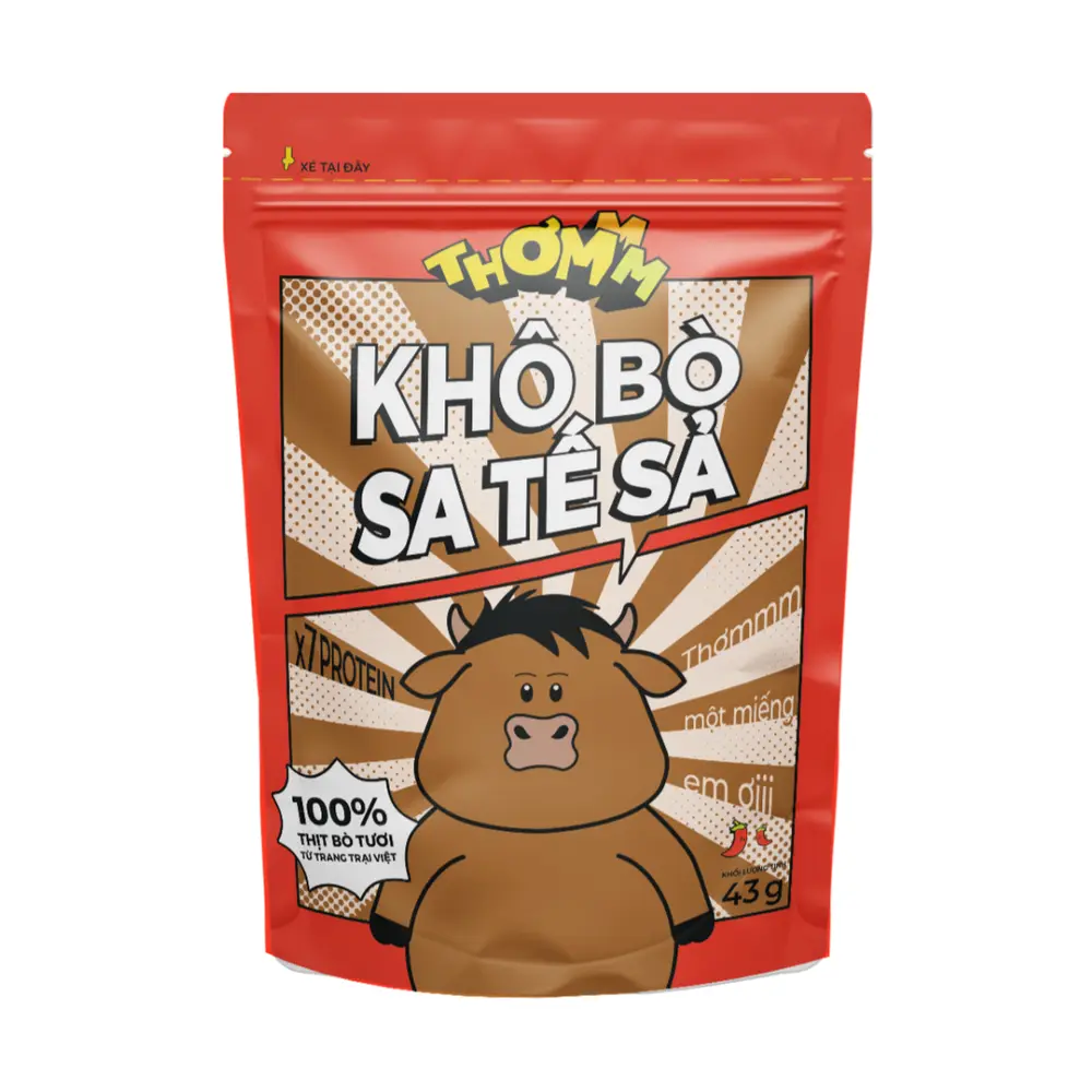 Khô Bò Sa Tế Sả, Beef Jerky, Chili Lemongrass (43g) - THOMMM