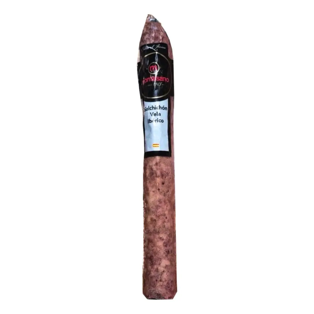 Xúc Xích Thịt Lợn Iberico Muối Nguyên Cây, Iberian Dry Cured Salchichon Vela (275g) - MONTESANO