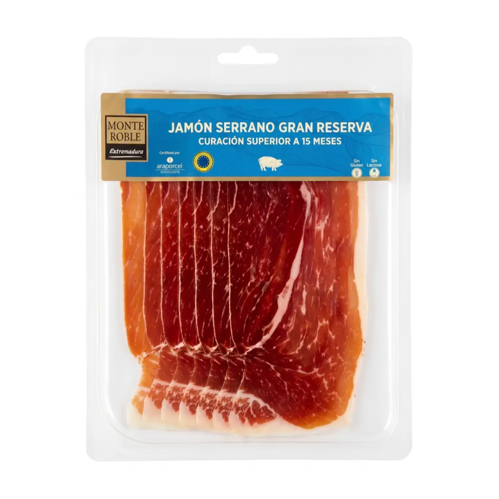 Đùi Sau Serrano Muối Cắt Lát, Jamon Serrano Gran Reserva, Dry Cured Ham Sliced (120g) - MONTE ROBLE