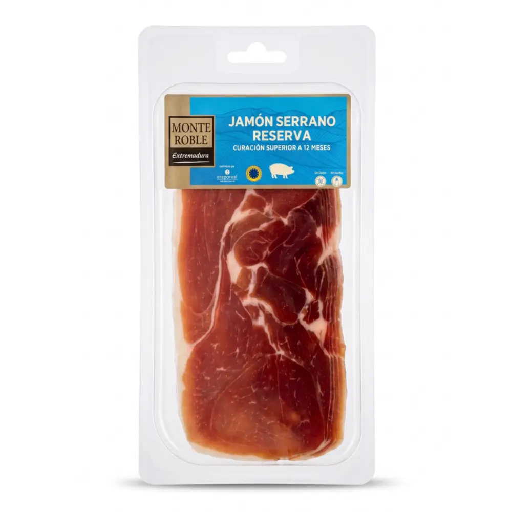 Thịt Đùi Sau Heo Muối Cắt Lát, Jamón Serrano Reserva, Dry Cured Ham Sliced (100g) - MONTE ROBLE