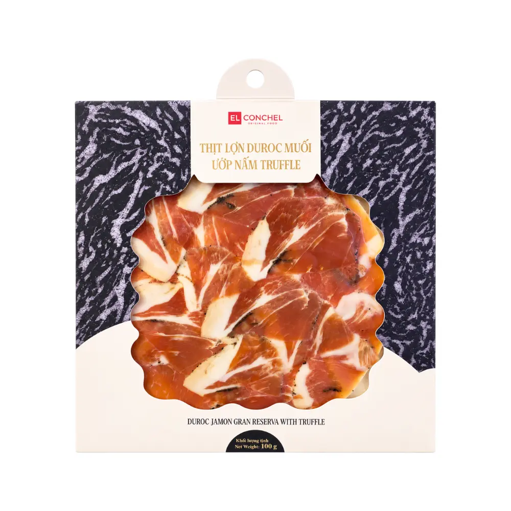 Thịt Lợn Duroc Muối Ướp Nấm Truffle, Duroc Jamon Gran Reserva with Truffle (100g) - EL CONCHEL