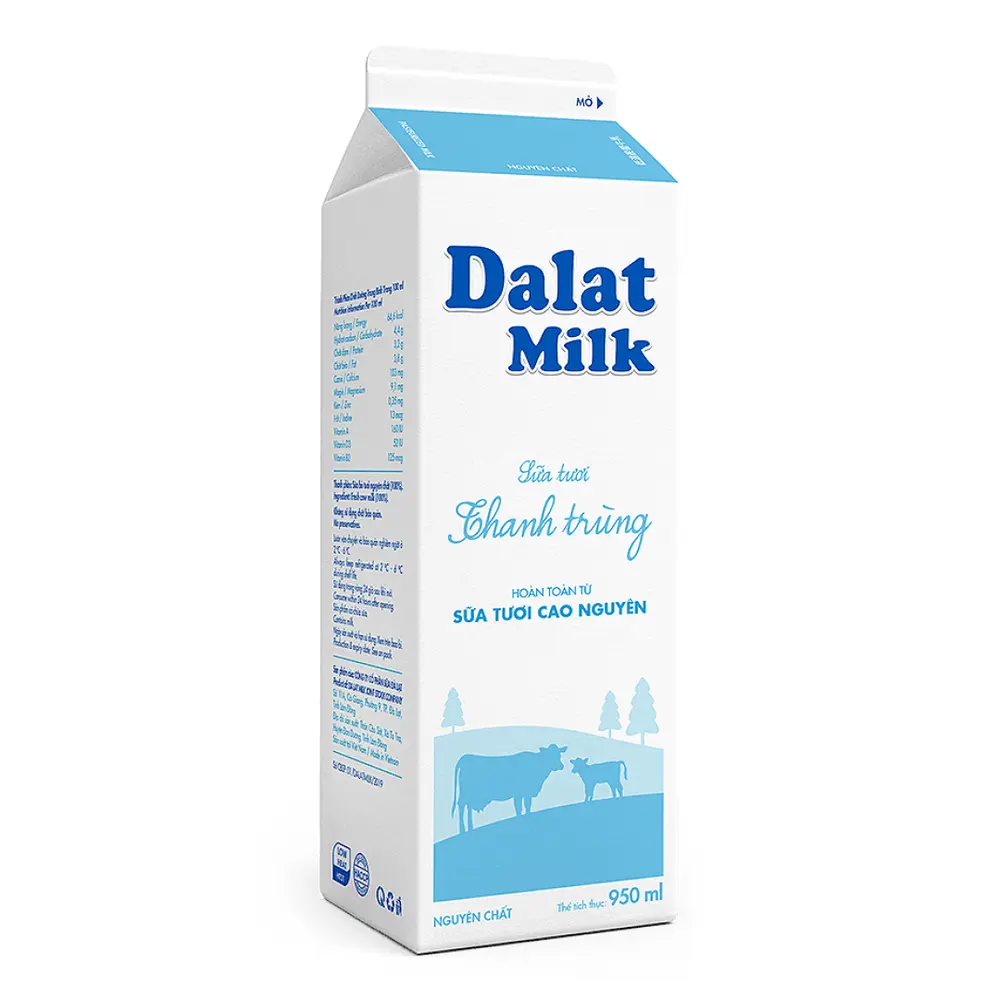 Sữa Tươi Thanh Trùng Nguyên Chất, Pure Pasteurized Fresh Milk (950ml) - DALAT MILK