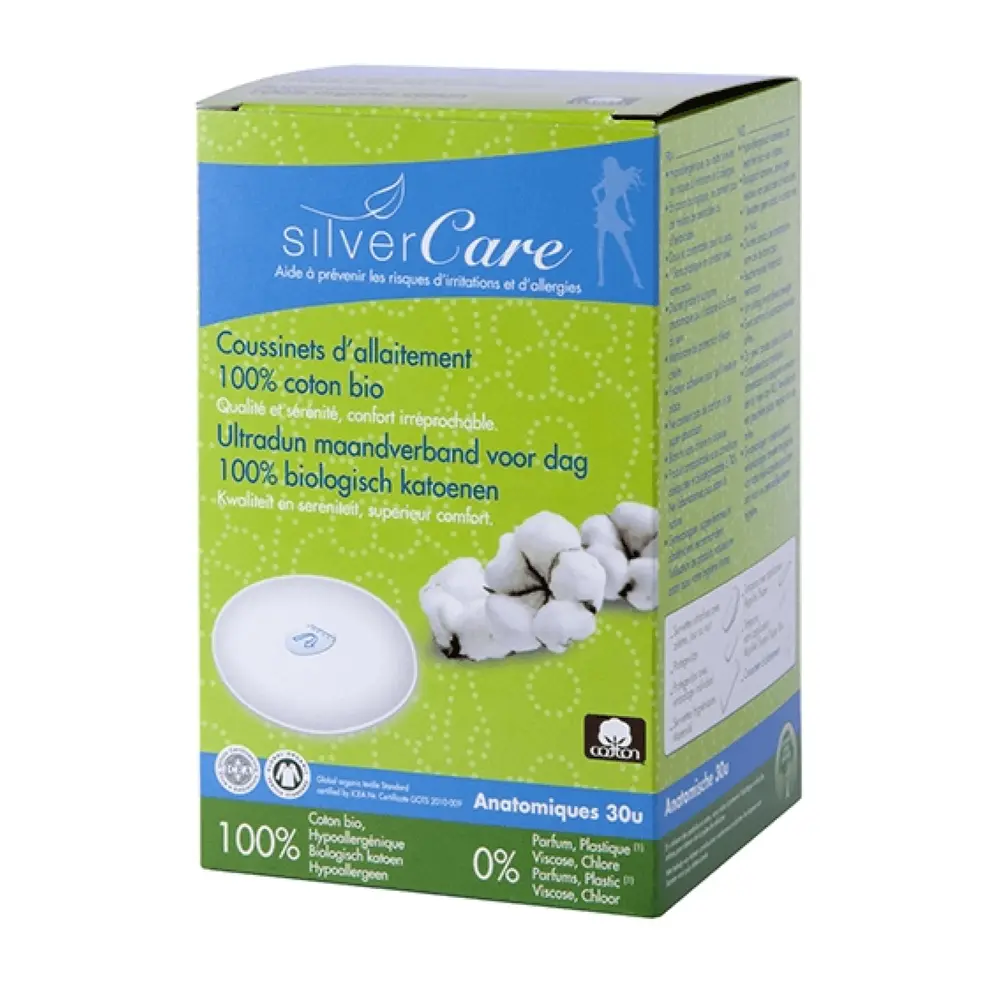 Miếng Lót Thấm Sữa Hữu Cơ, Organic Cotton Nursing Pads, 30 Miếng - SILVERCARE