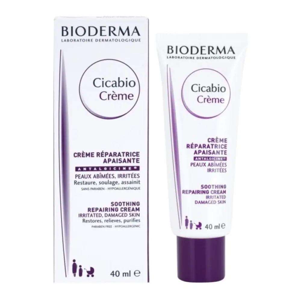 Kem Dưỡng Ẩm Phục Hồi Cho Da Tổn Thương, Cicabio Crème, Soothing Repairing Cream, 1.3 fl oz (40ml) - BIODERMA