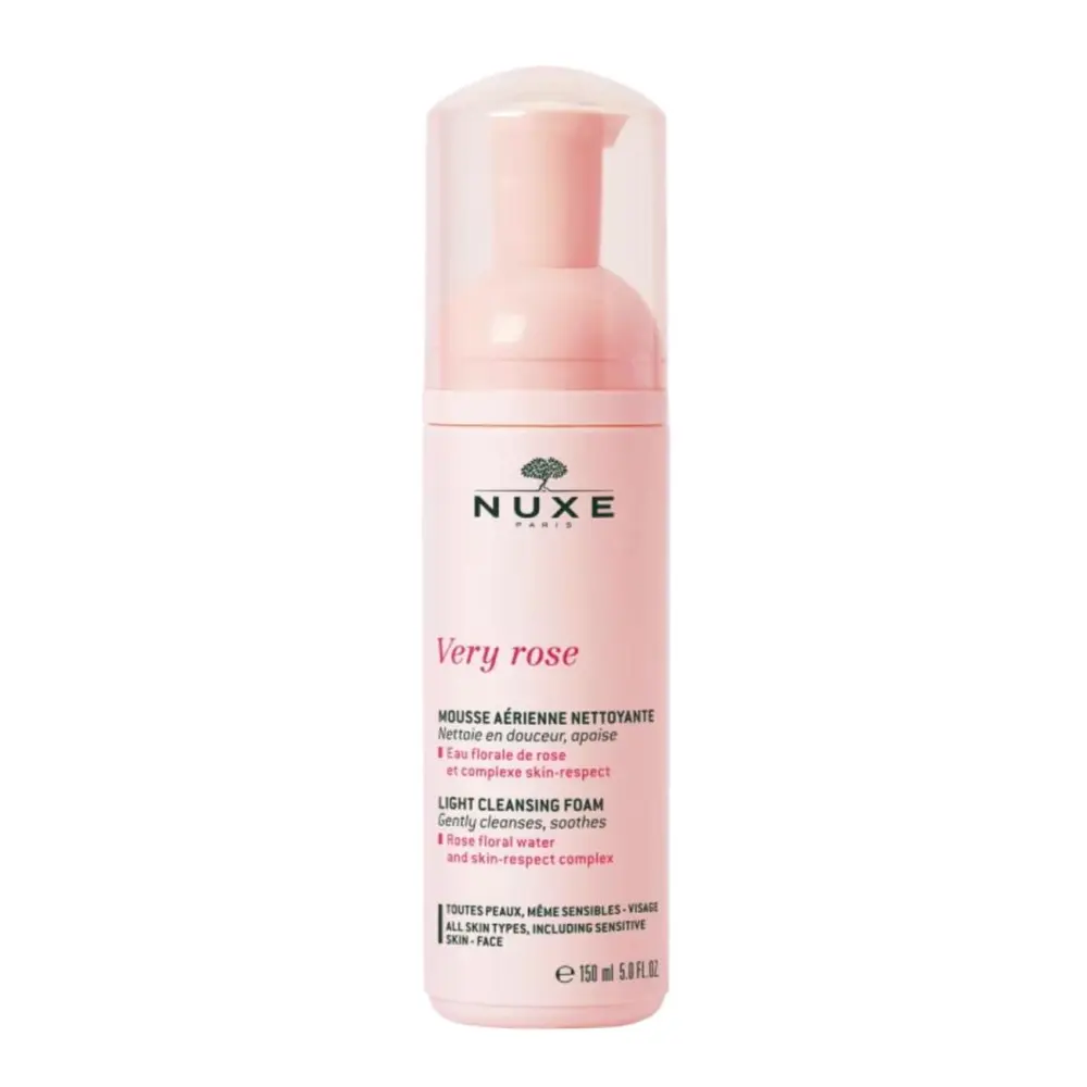 Sữa Rửa Mặt Tạo Bọt Dịu Nhẹ Chiết Xuất Hoa Hồng, Very Rose, Light Cleansing Foam, All Skin Types, 5 fl oz (150ml) - NUXE