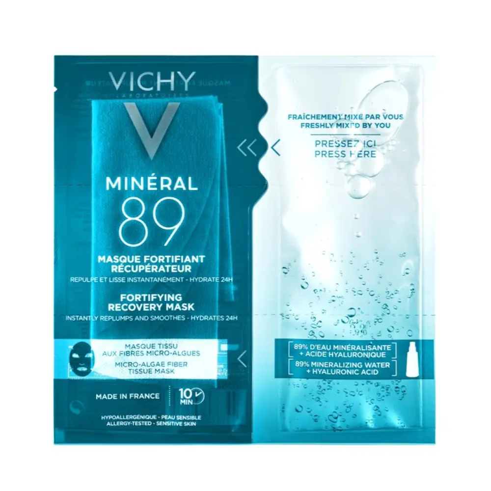 Mặt Nạ Phục Hồi Làn Da Cấp Tốc, Mineral 89, Fortifying Recovery Mask, Micro-Algae Fiber Tissue Mask (29g) - VICHY