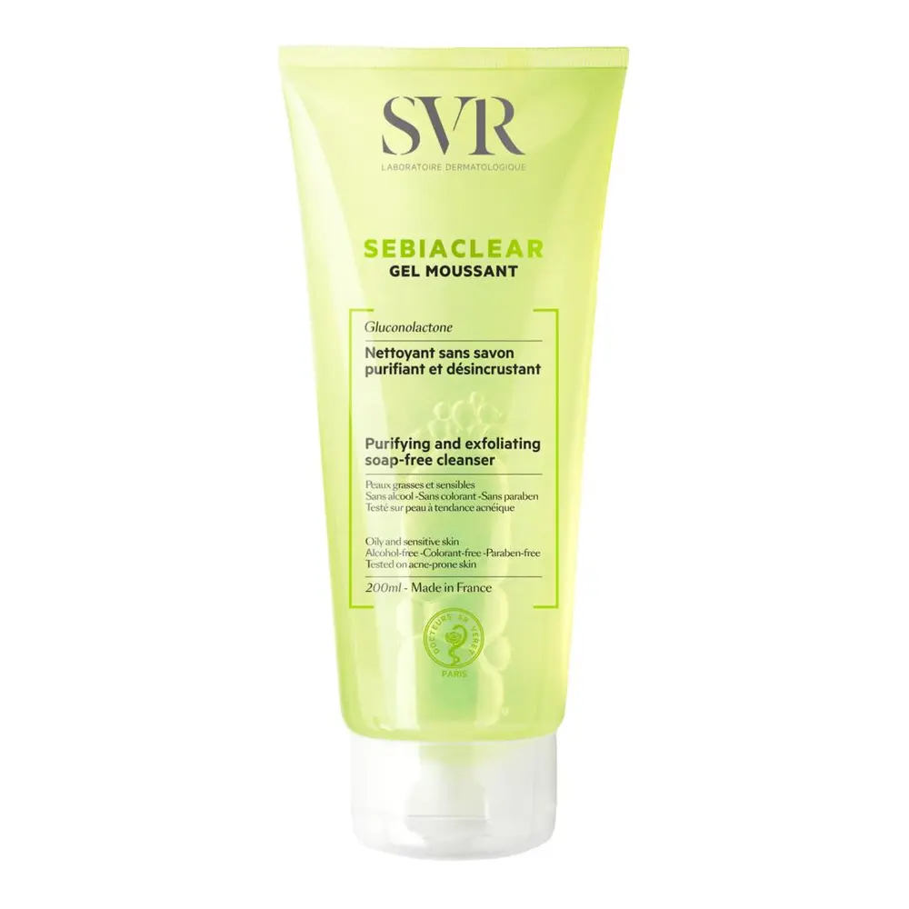 Sữa Rửa Mặt Cho Da Dầu Nhạy Cảm, Sebiaclear, Gel Moussant, Purifying & Exfoliating Soap-Free Cleanser (200ml) - SVR