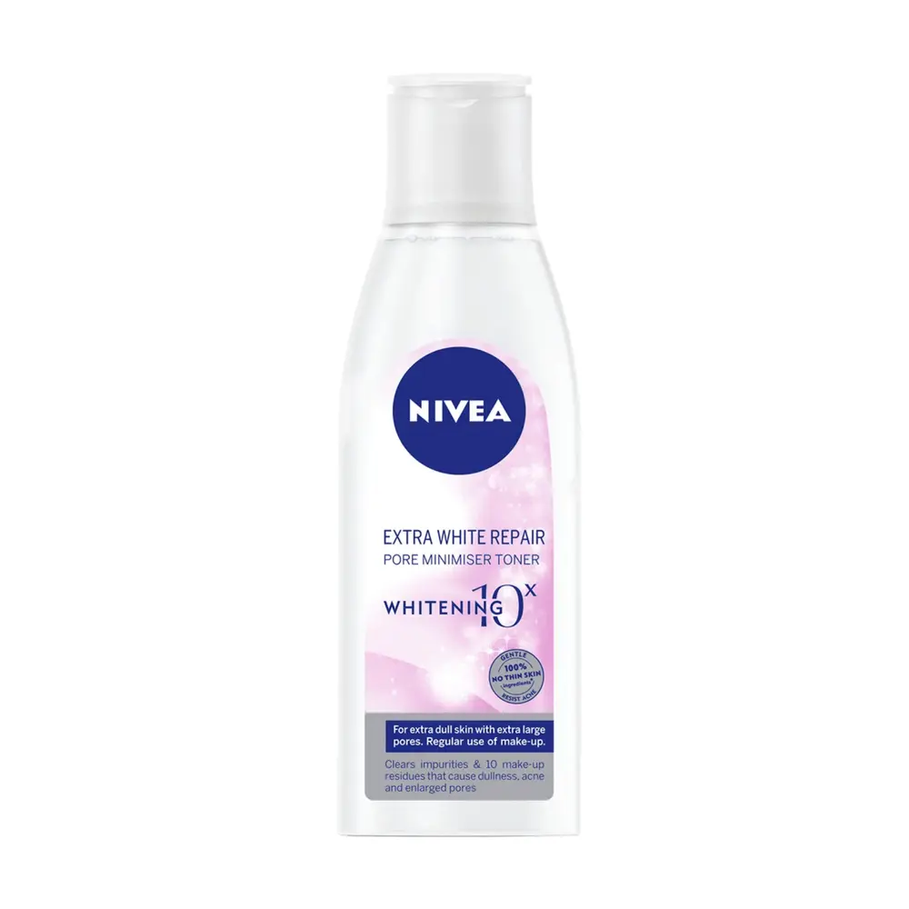 Nước Cân Bằng Dưỡng Trắng Da & Se Khít Lỗ Chân Lông, Extra White Pore Minimiser Toner, Whitening 10x, All Skin Types  (200ml) - NIVEA