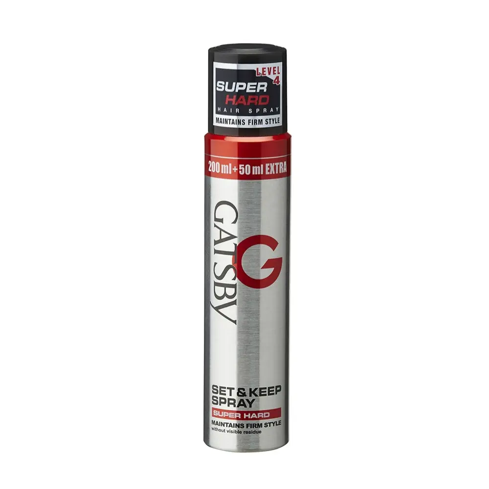 Keo Xịt Tóc Giữ Nếp, Hair Spray, Set & Keep Spray, Super Hard Level 4 (250ml) - GATSBY