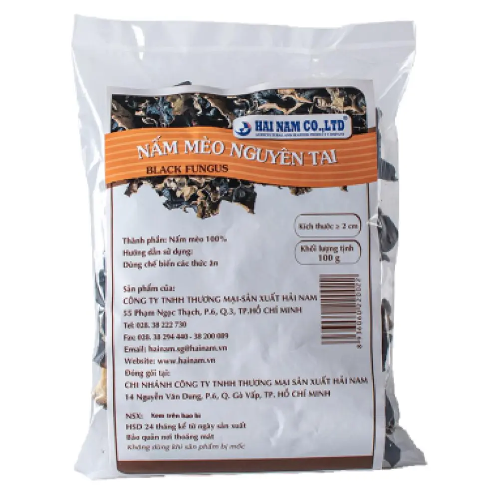 Nấm Mèo Nguyên Tai, Whole Black Fungus (100g) - HAINAMFOODS