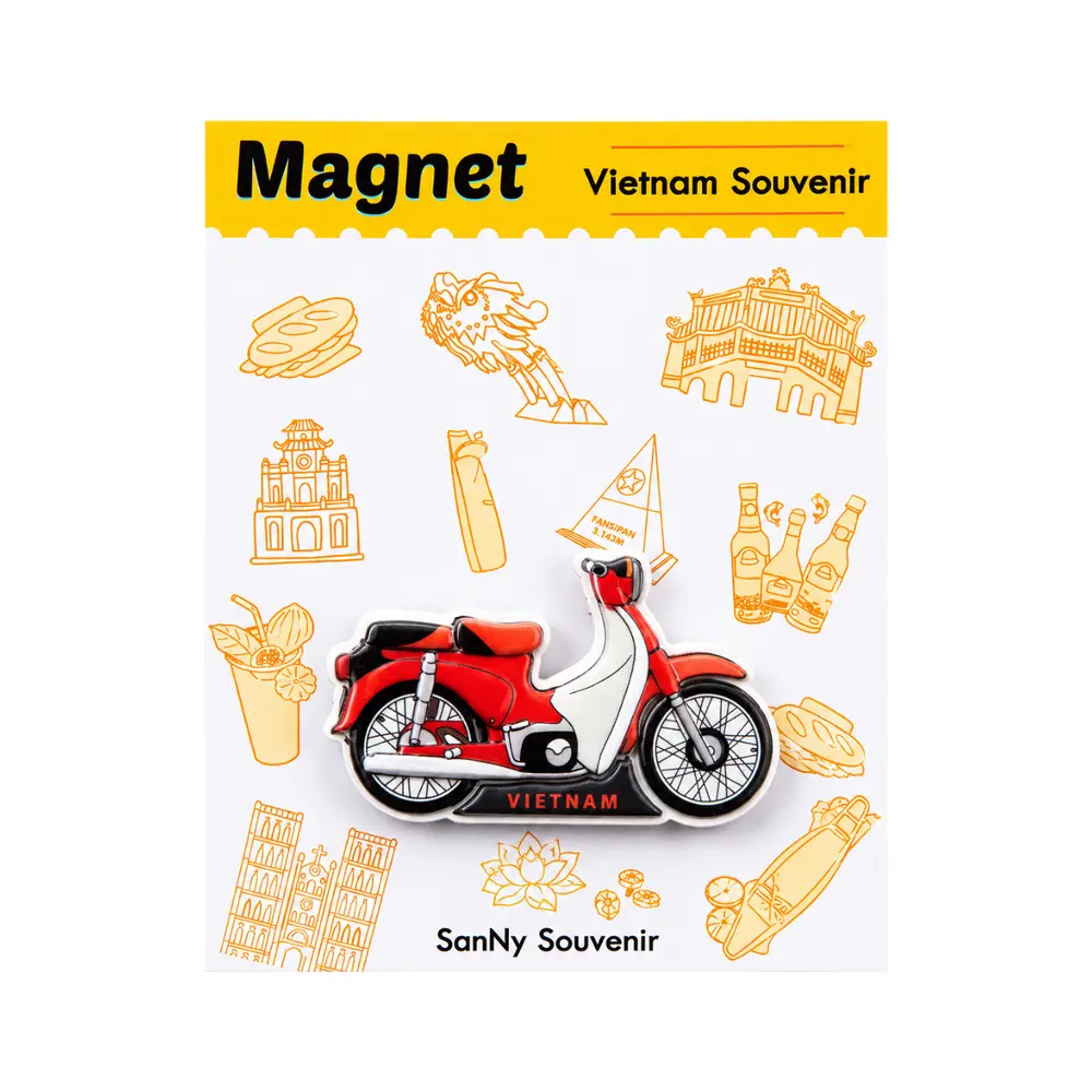 Nam Châm Nhựa Xe Cub Đỏ, 3D Printed Plastic Magnet 'Red Honda Cub' - SANNY SOUVENIR