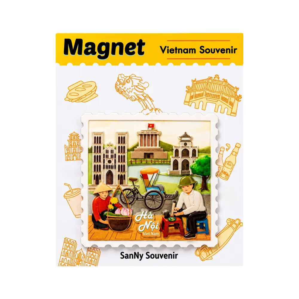Nam Châm Nhựa Tem Một Thoáng Hà Nội, 3D Printed Plastic Magnet 'A Glimpse of Hanoi' - SANNY SOUVENIR