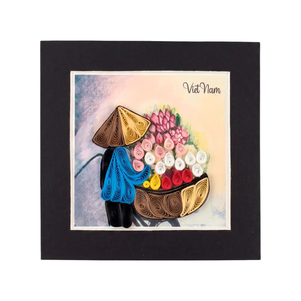 Nam Châm Giấy Xoắn Gánh Hoa, Twisted Paper Magnet 'Bicycle Flower Vendor' - SANNY SOUVENIR