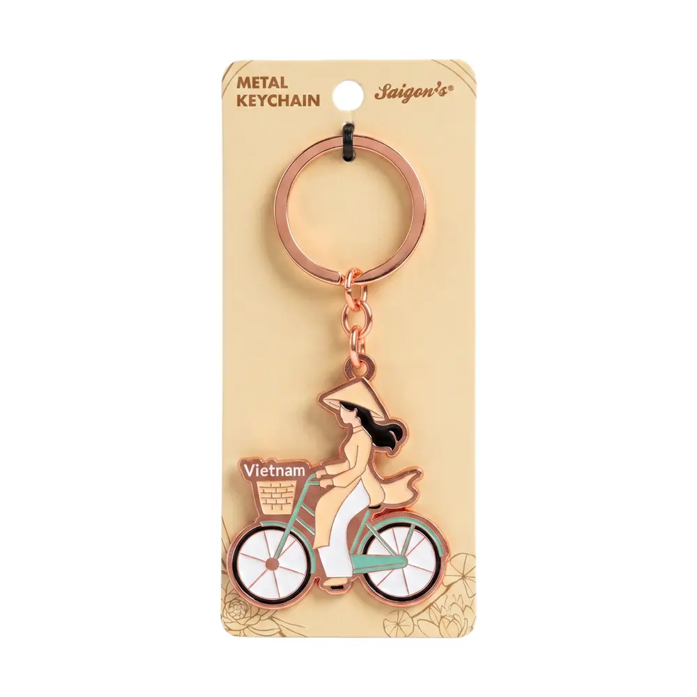 Móc Khóa Kim Loại Cô Gái Xe Đạp, Metal Keychain 'Girl on Bicycle' - SANNY SOUVENIR
