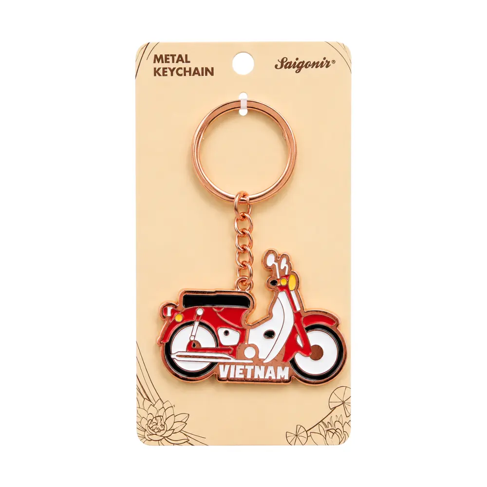 Móc Khóa Kim Loại Xe Cub Đỏ, Metal Keychain 'Red Honda Cub' - SANNY SOUVENIR