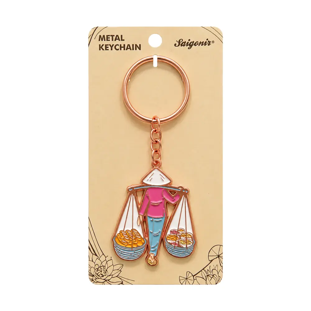 Móc Khóa Kim Loại Gánh Hàng Rong, Metal Keychain 'Street Vendor' - SANNY SOUVENIR