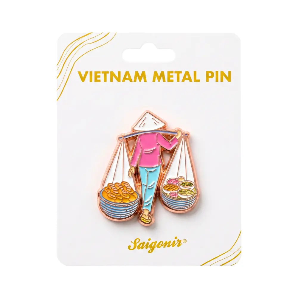 Huy Hiệu Kim Loại Gánh Hàng Rong, Metal Pin Badge 'Street Vendor' - SANNY SOUVENIR