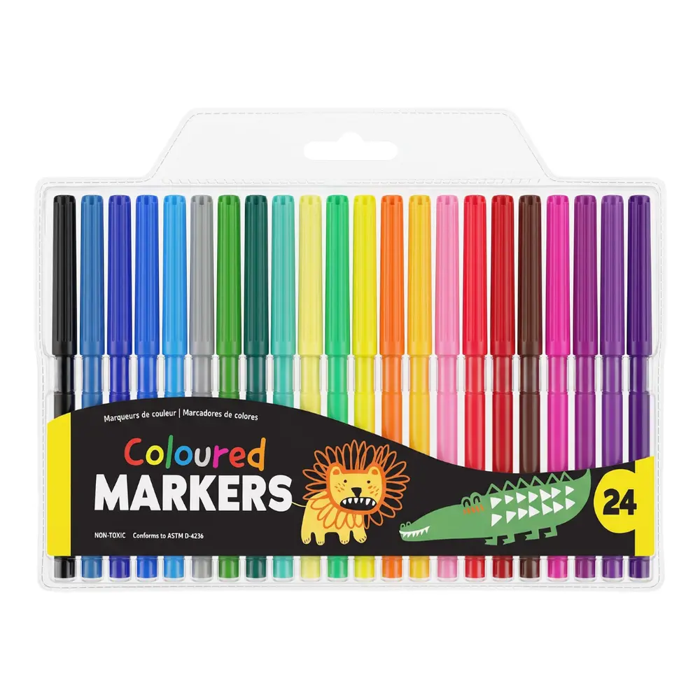 Bút Lông Vẽ & Tô Màu, Non-Toxic Coloured Markers, 24 Cây - UNCLE BILLS