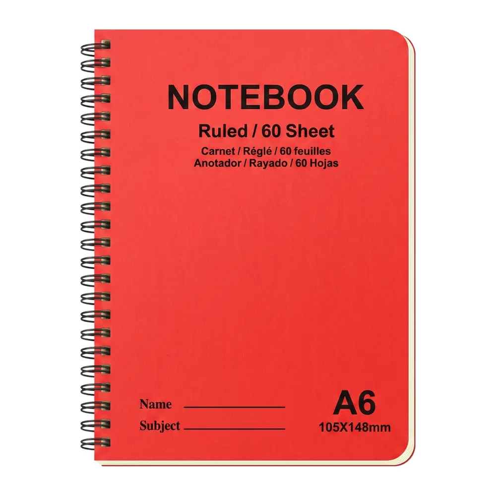 Sổ Tay Gáy Lò Xo Bìa Nhựa A6, Spiral Notebook Ruled, 60 Tờ (105 x 148mm) - UNCLE BILLS