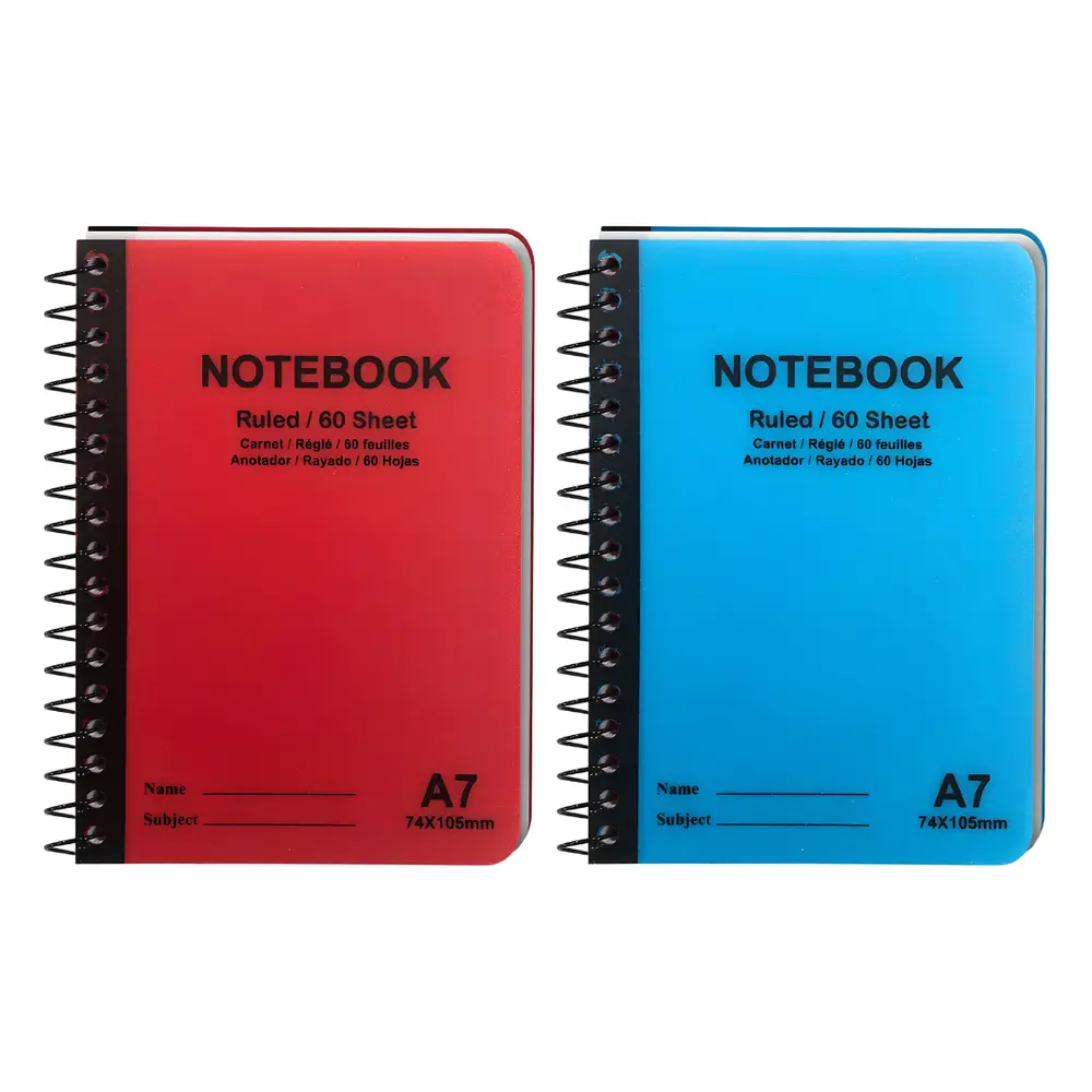 Sổ Ghi Chép Gáy Lò Xo Bìa Nhựa A7, Spiral Notebook Ruled, 60 Tờ (74 x 105mm) - UNCLE BILLS