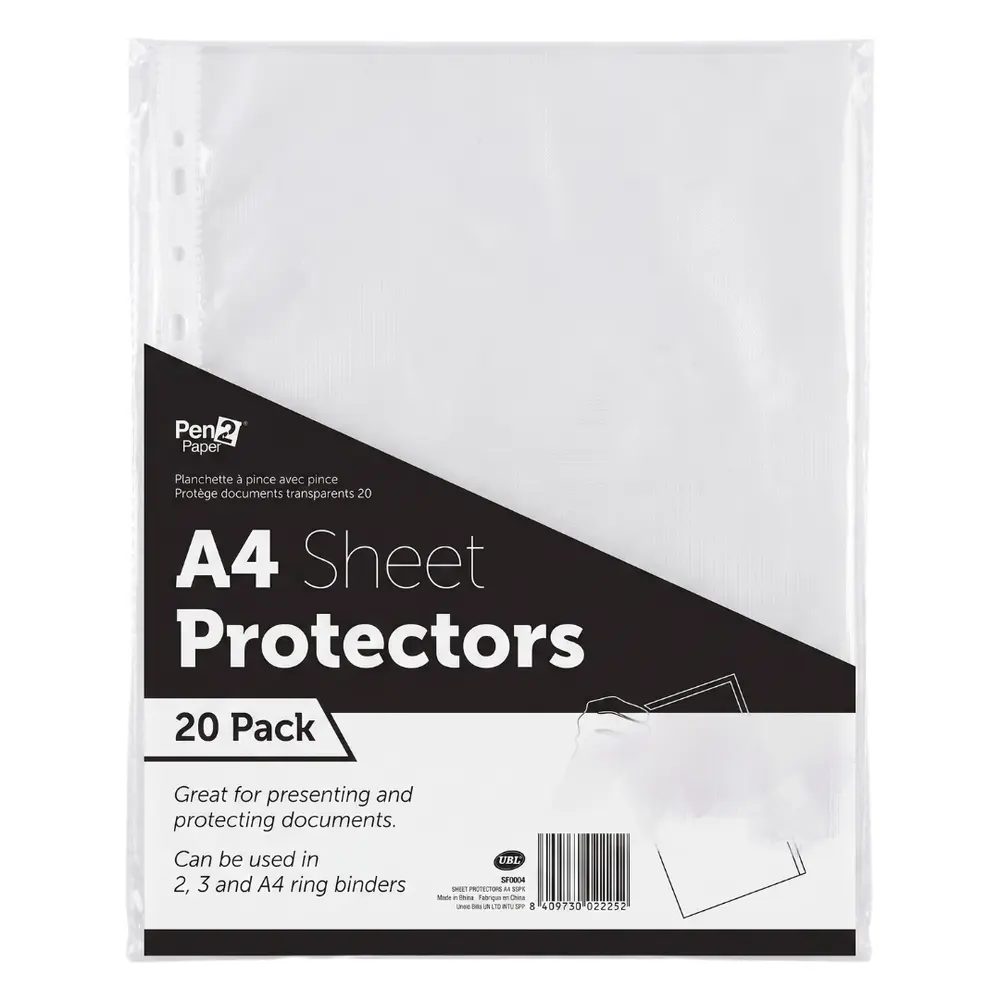 Bìa Lỗ A4, Pen2Paper, A4 Sheet Protectors, 20 Tờ - UNCLE BILLS