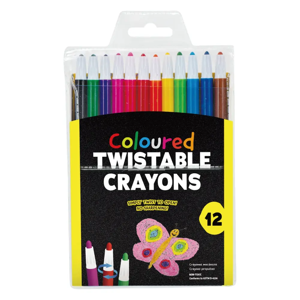 Bút Sáp Màu Có Đồ Vặn, Coloured Twistable Crayons, 12 Cây - UNCLE BILLS