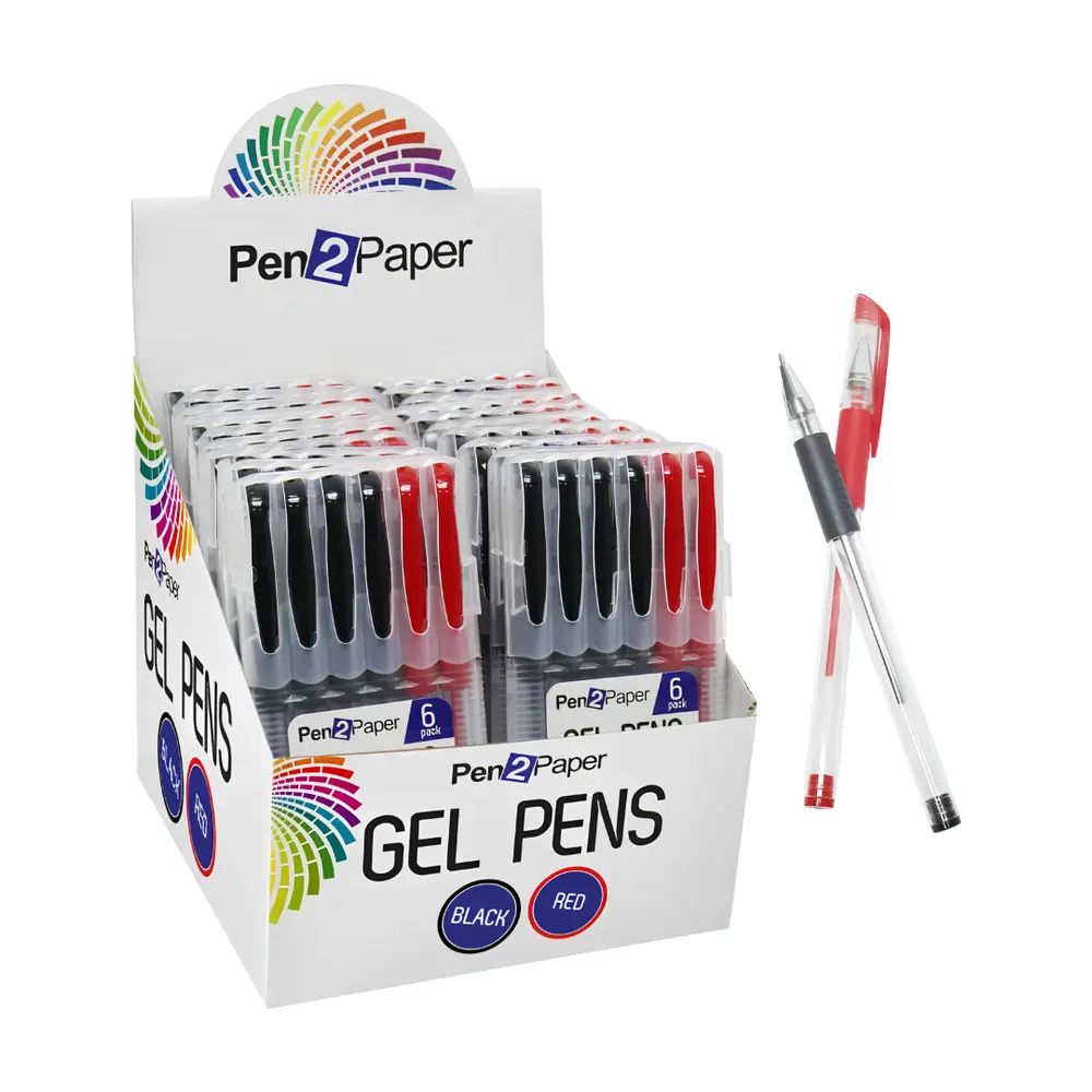 Bút Mực Nước Đen & Đỏ, Pen2Paper, Red & Black Gel Pens, 6 Cây - UNCLE BILLS