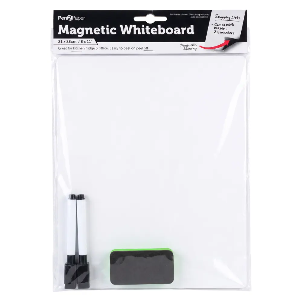 Bảng Trắng Từ Tính Hít Nam Châm Kèm Phụ Kiện, Pen2Paper, Magnetic Whiteboard Set (21 x 28cm) - UNCLE BILLS