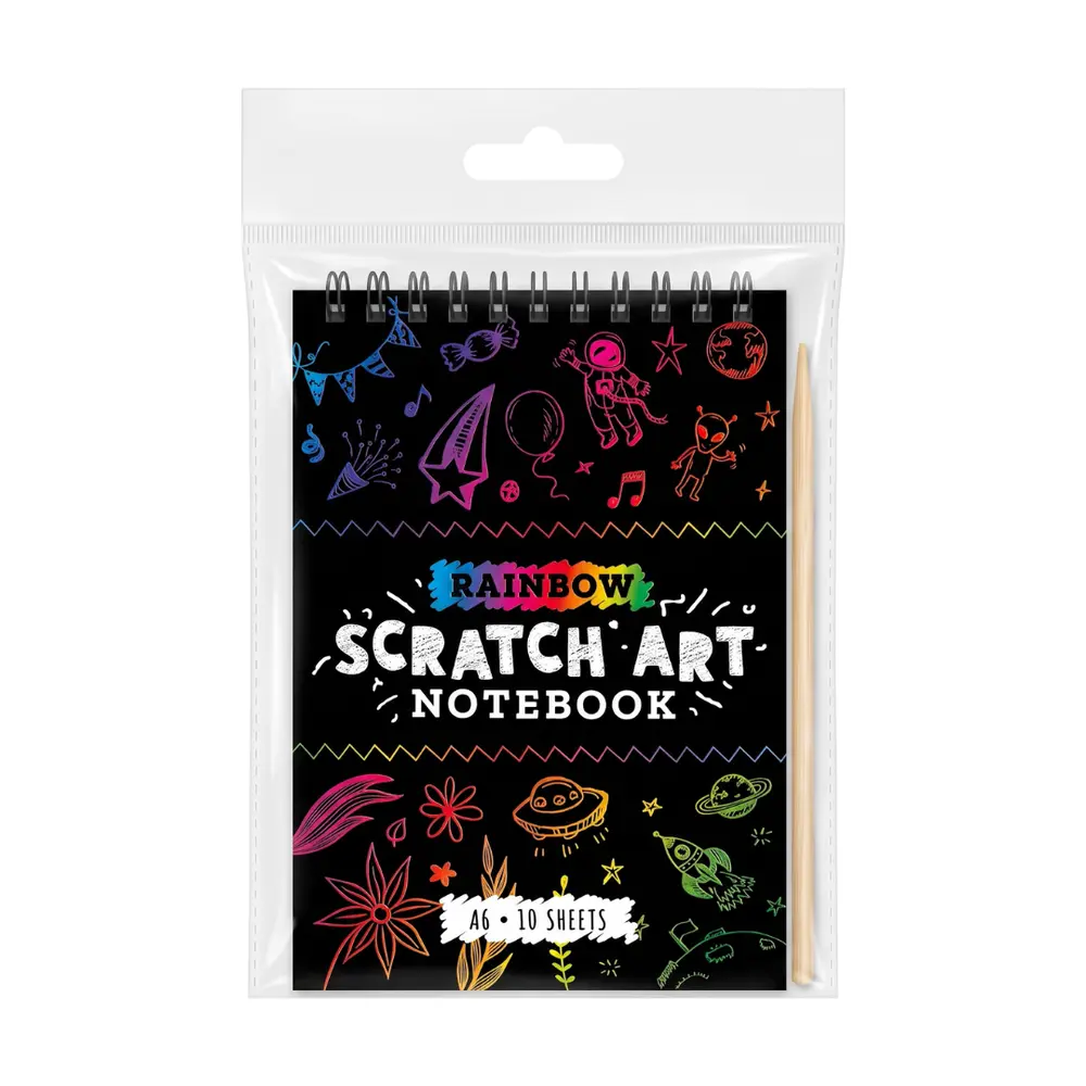 Sổ Vẽ Cầu Vồng, A6 Rainbow Scratch Art Notebook, 10 Tờ - UNCLE BILLS