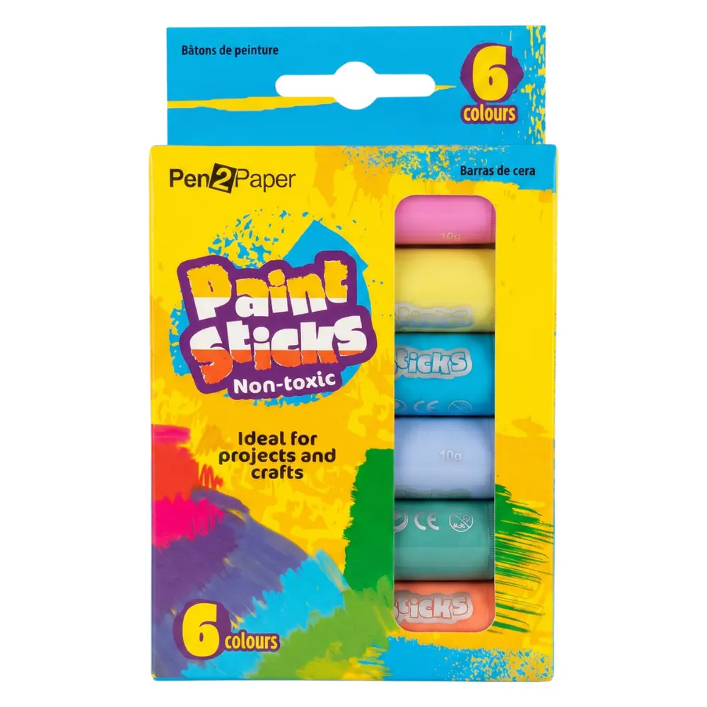 Bút Vẽ & Tô Màu (Nhiều Mẫu), Pen2Paper, Non-Toxic Paint Sticks, 6 Cây - UNCLE BILLS