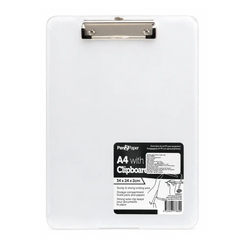 Bảng Nhựa Kẹp Tài Liệu A4 Có Ngăn Chứa, Pen2Paper, A4 PP Clipboard with Storage - UNCLE BILLS