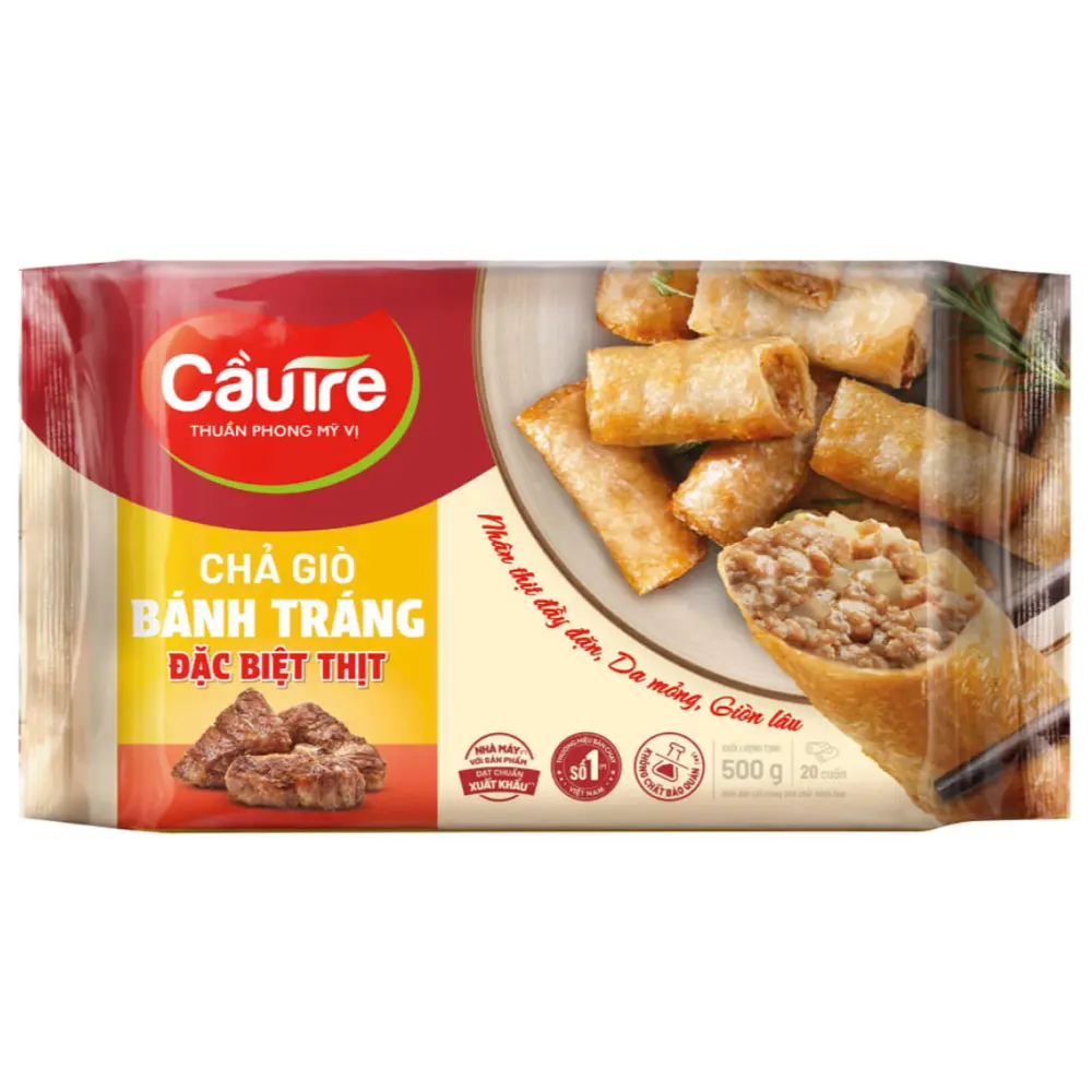 Chả Giò Bánh Tráng Đặc Biệt Thịt, Spring Roll, Extra Meat (500g) - CAU TRE