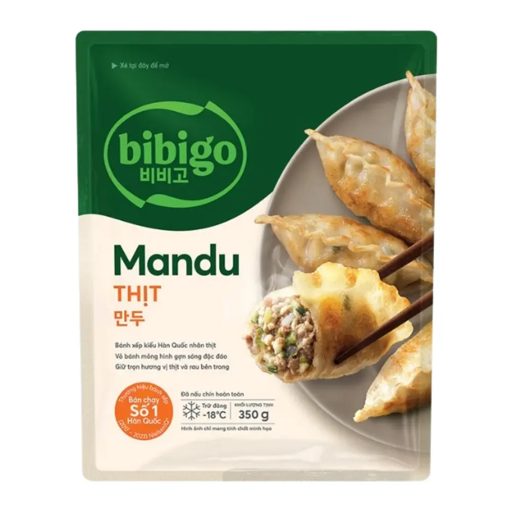 Bánh Xếp Hàn Quốc Nhân Thịt, Meat Mandu, 10 Bánh (350g) - BIBIGO