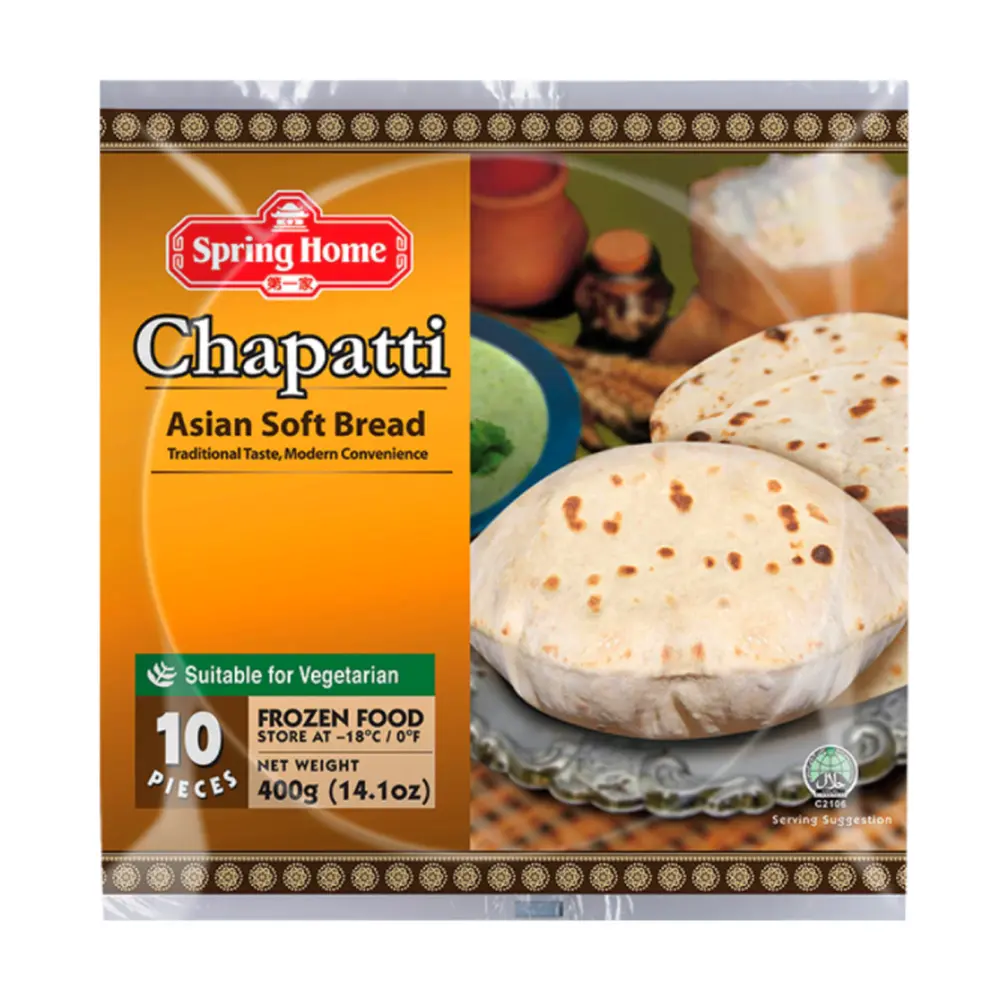 Bánh Chapati, Chapatti, Asian Soft Bread, 10 Miếng, 14.1 oz (400g) - SPRING HOME