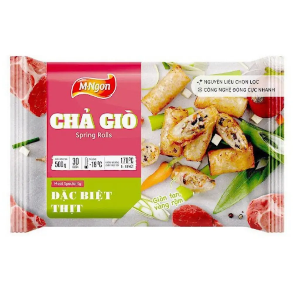 Chả Giò Đặc Biệt Thịt, Spring Rolls, Meat Speciality, 30 Cái (500g) - M-NGON
