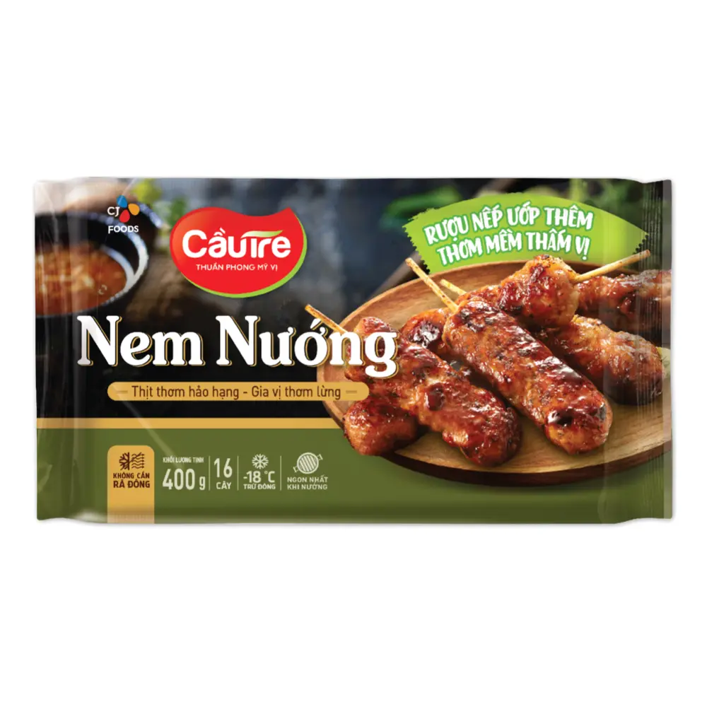 Nem Nướng Rượu Nếp, Vietnamese Grilled Pork Rolls with Rice Wine, 16 Cây (400g) - CAU TRE