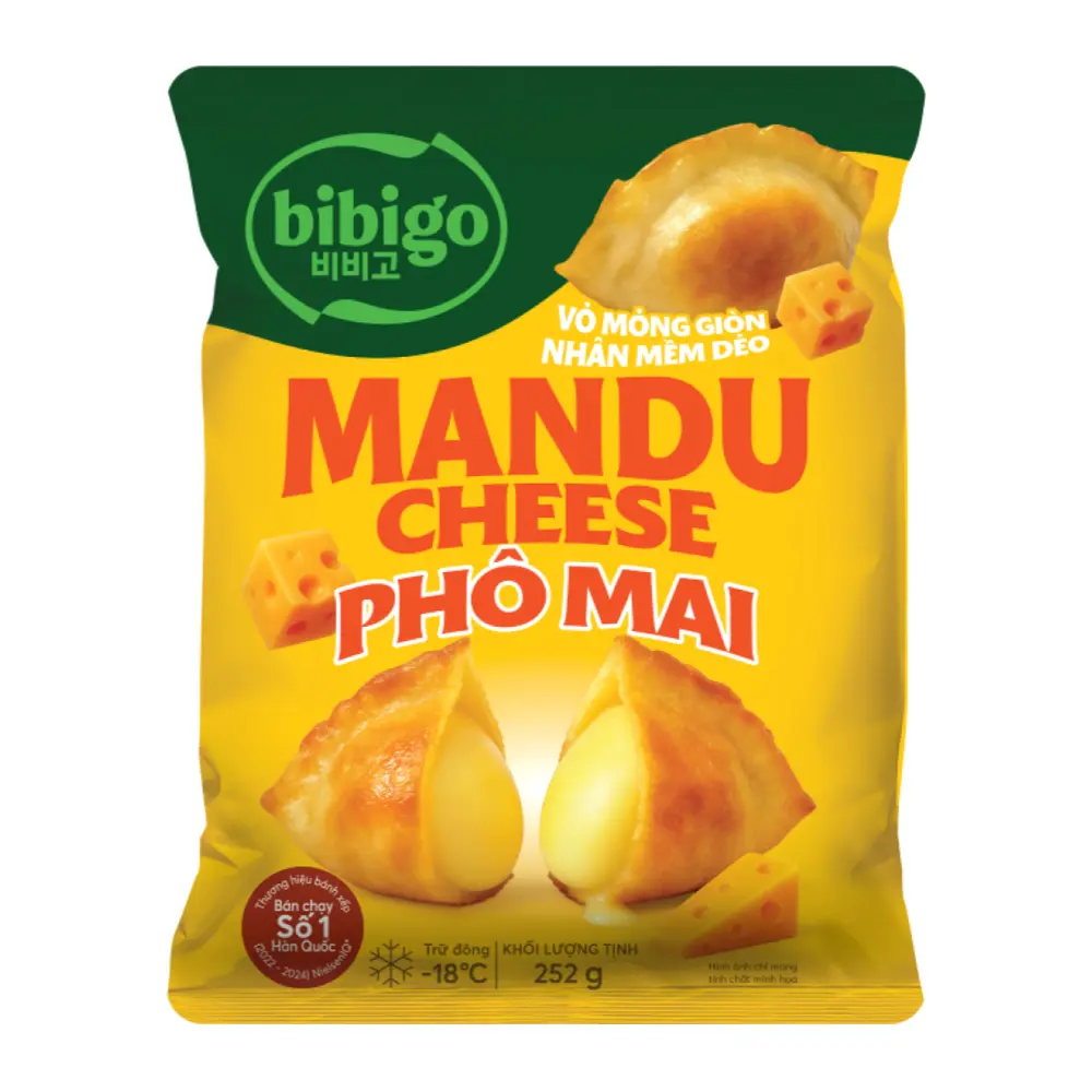 Bánh Xếp Hàn Quốc Nhân Phô Mai, Crispy Mandu with Cheese Filling (252g) - BIBIGO