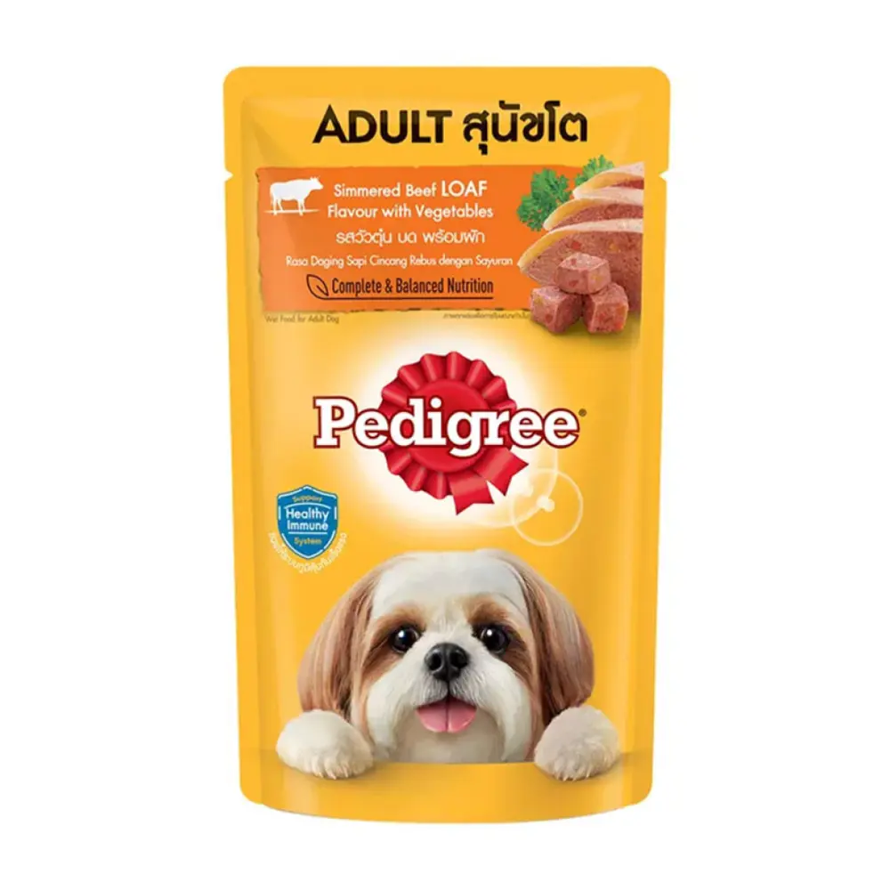 Thức Ăn Cho Chó Vị Bò & Rau, Dog Food, Simmered Beef Loaf Flavour with Vegetables (130g) - PEDIGREE