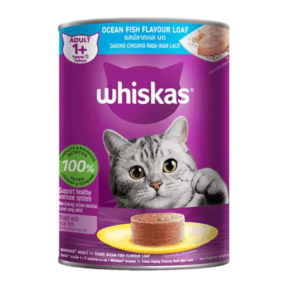 Thức Ăn cho Mèo Vị Cá Biển, Cat Food, Ocean Fish Flavour Loaf, Adult 1+ (400g) - WHISKAS