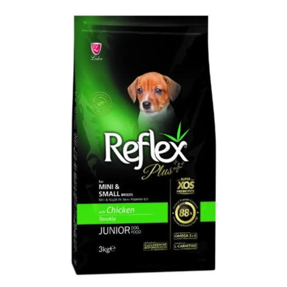 Thức Ăn Cho Chó Nhỏ Vị Gà, Reflex Plus, Junior Dog Food, Mini & Small Breeds, Chicken (3kg) - LIDER PET FOOD