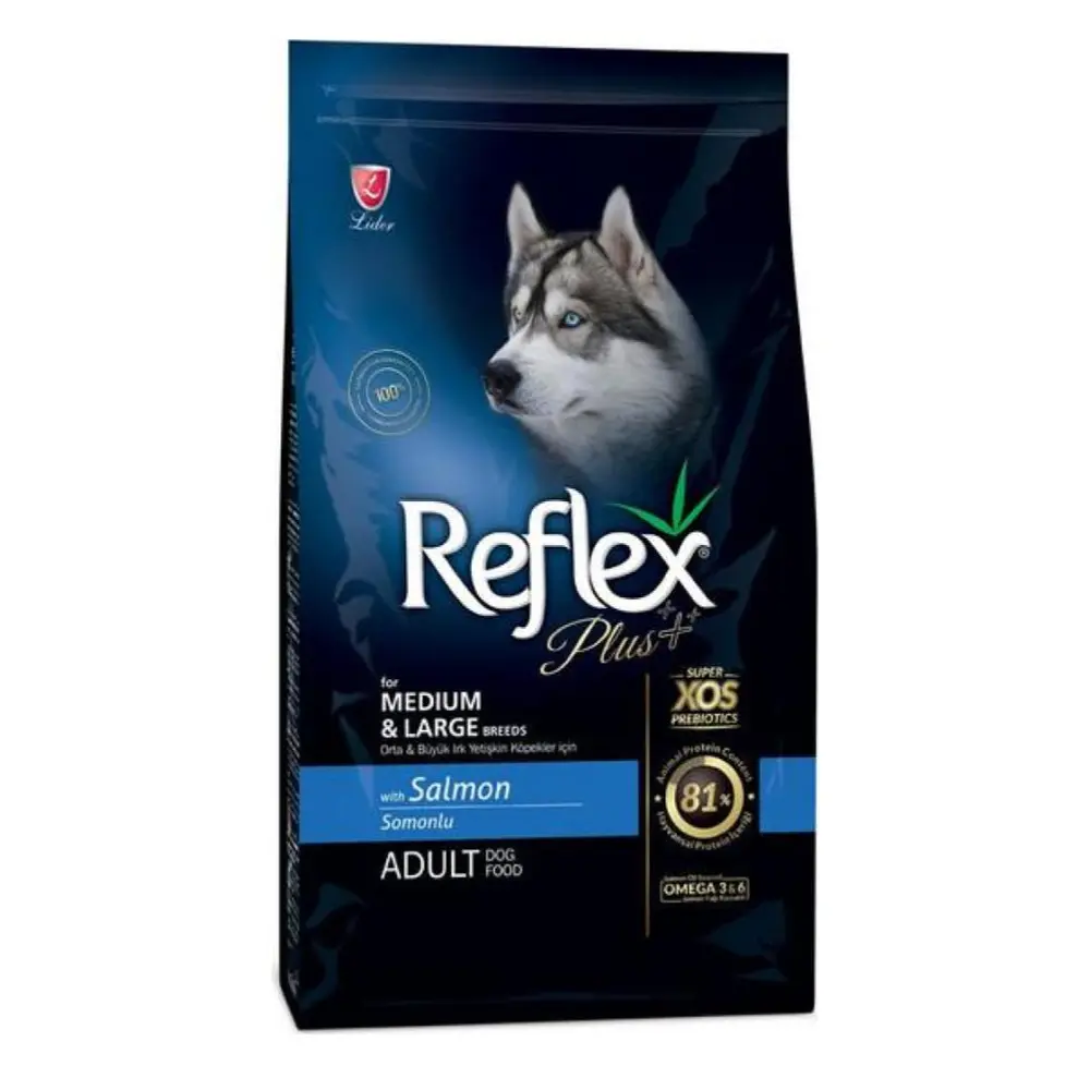 Thức Ăn Cho Chó Lớn Vị Cá Hồi, Reflex Plus, Adult Dog Food, Medium & Large Breeds, Salmon (3kg) - LIDER PET FOOD