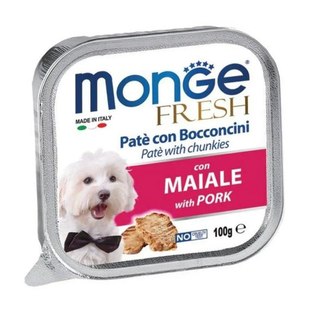 Pate Thịt Heo Cho Chó Nhỏ, Fresh Pate with Chunkies, with Pork (100g) - MONGE