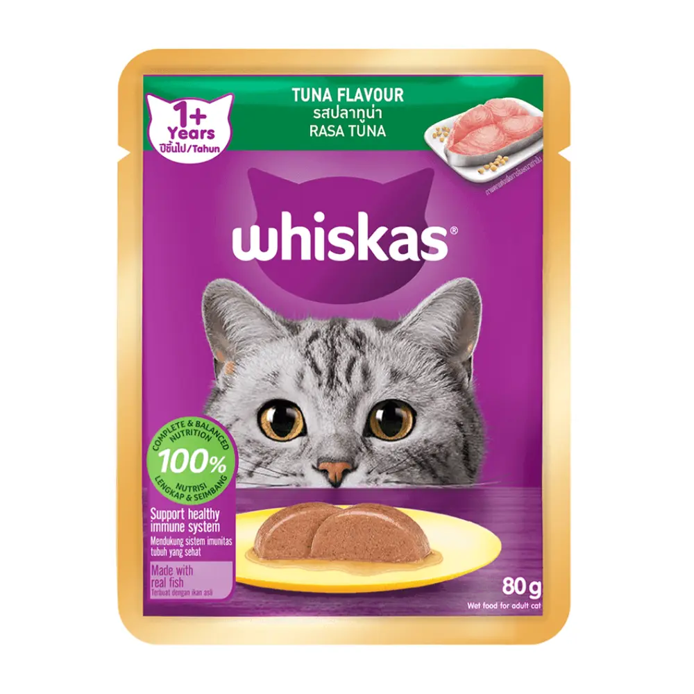 Thức Ăn Cho Mèo Vị Cá Ngừ, Cat Food, Tuna, 1+ Tuổi (80g) - WHISKAS