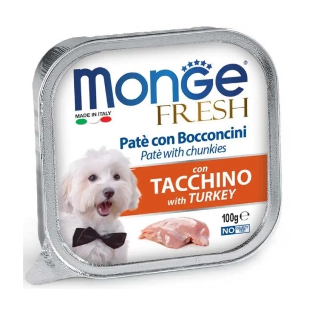Pate Gà Tây Cho Chó Nhỏ, Fresh Pate with Chunkies, with Turkey (100g) - MONGE